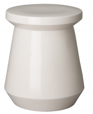 Mod Round Garden Stool with Glaze - White