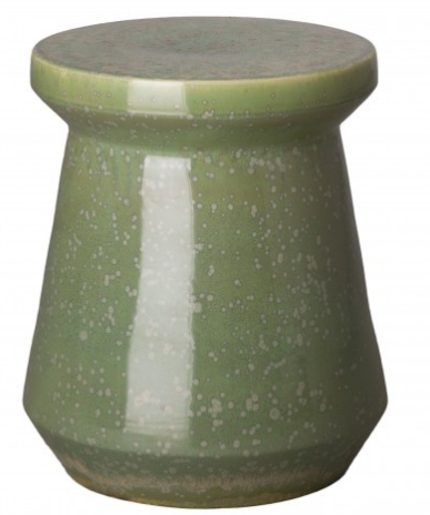 Mod Round Garden Stool with Speckled Glaze - Moss Green
