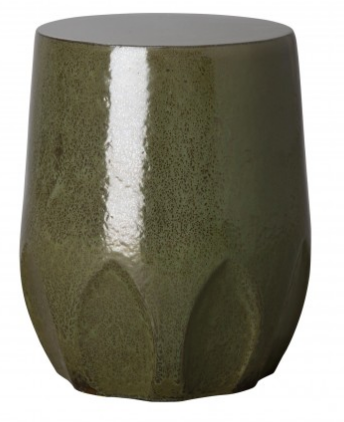 Calyx Relief Garden Stool – Metallic Moss Green