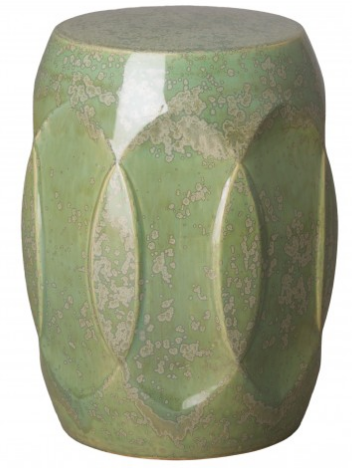 Ellipse Garden Stool with Speckled Glaze - Moss Green