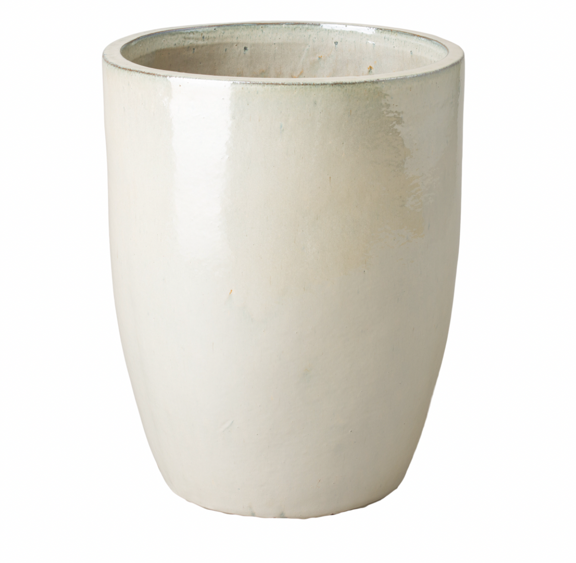 Tall Pearl White Glazed Ceramic Planter - Medium