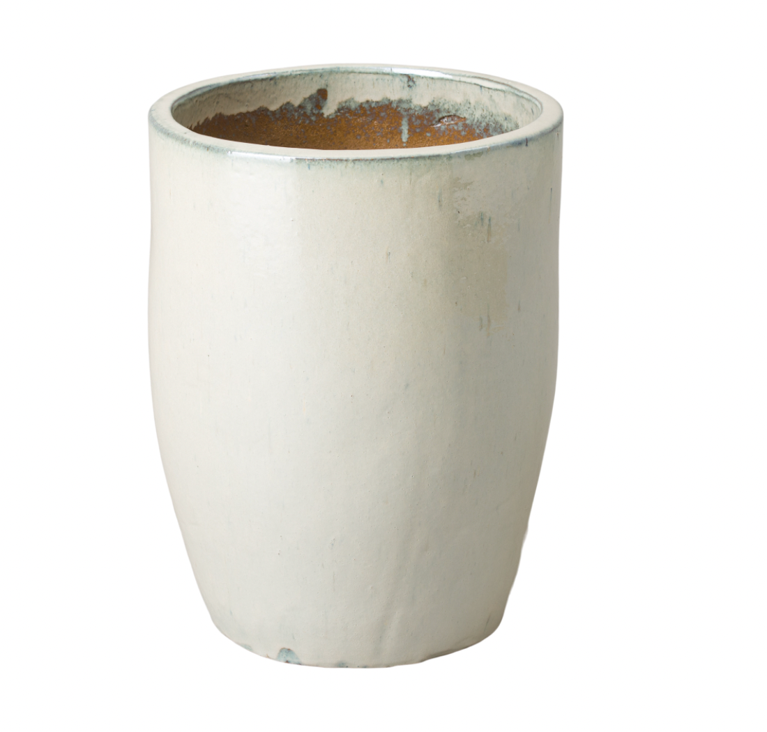 Tall Pearl White Glazed Ceramic Planter - Small