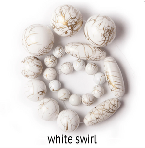 12" Malibu Up Beaded Chandelier – White Swirl Beads