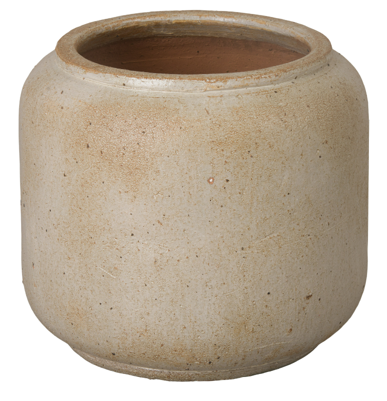 Distressed White Round Ceramic Planter
