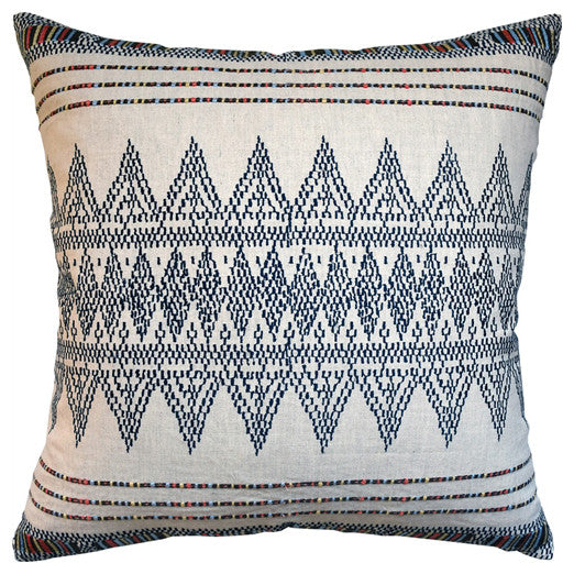 Stitchwork Pattern Pillow – Indigo