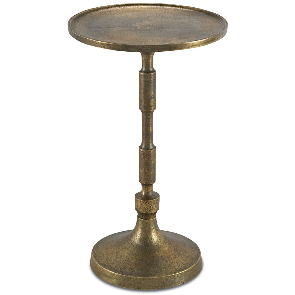 Currey and Company Pascal Textured Round Side Table – Cast Brass