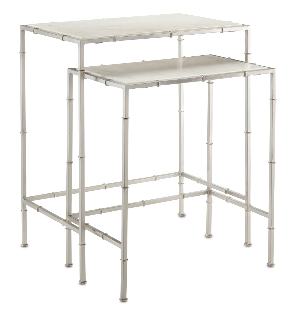 Currey and Company Harte Nesting Table Set of 2 - Nickel/White