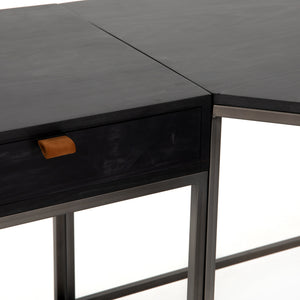 Trey Desk System With Filing Credenza - Black Wash