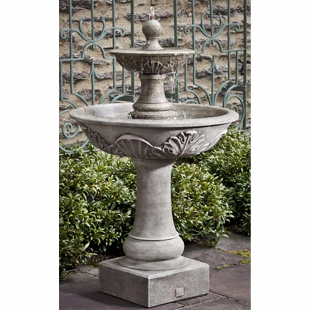 Acanthus Two Tiered Fountain - Grey Patina