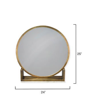 Elegant Round Standing Vanity Mirror – Brass