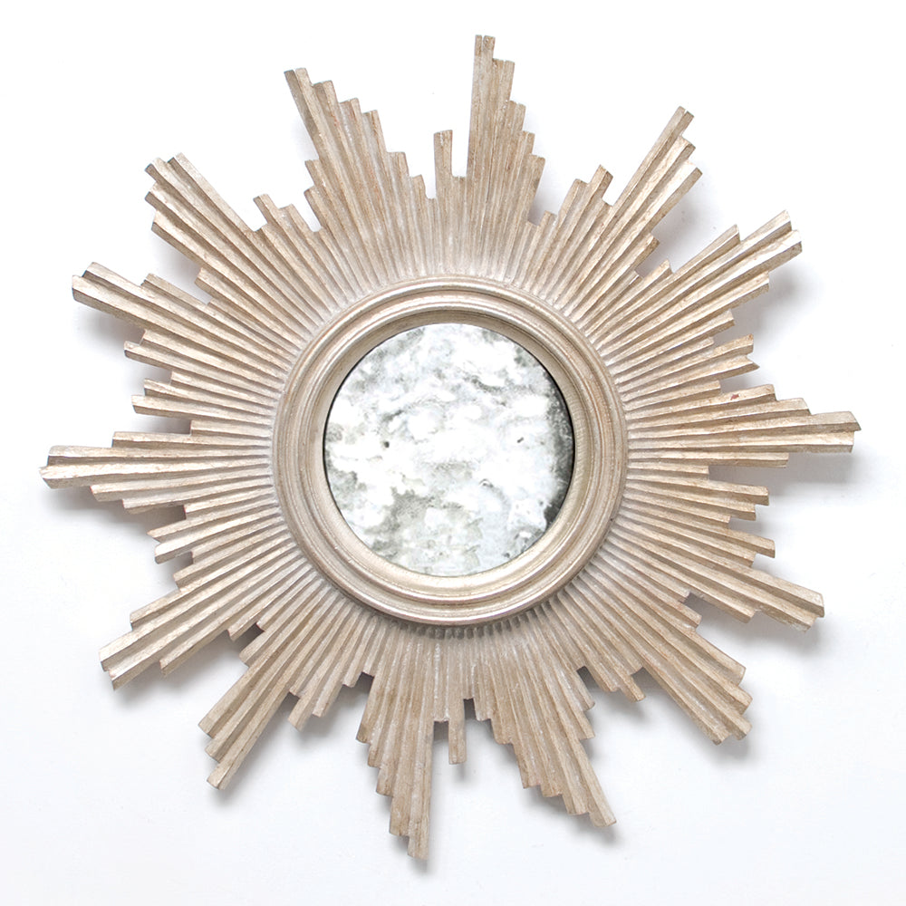 Worlds Away Versailles Small Starburst Framed Mirror – Silver Leaf
