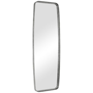 Tall Rounded Corner Rectangular Mirror - Silver Leaf