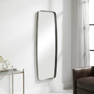 Tall Rounded Corner Rectangular Mirror - Silver Leaf