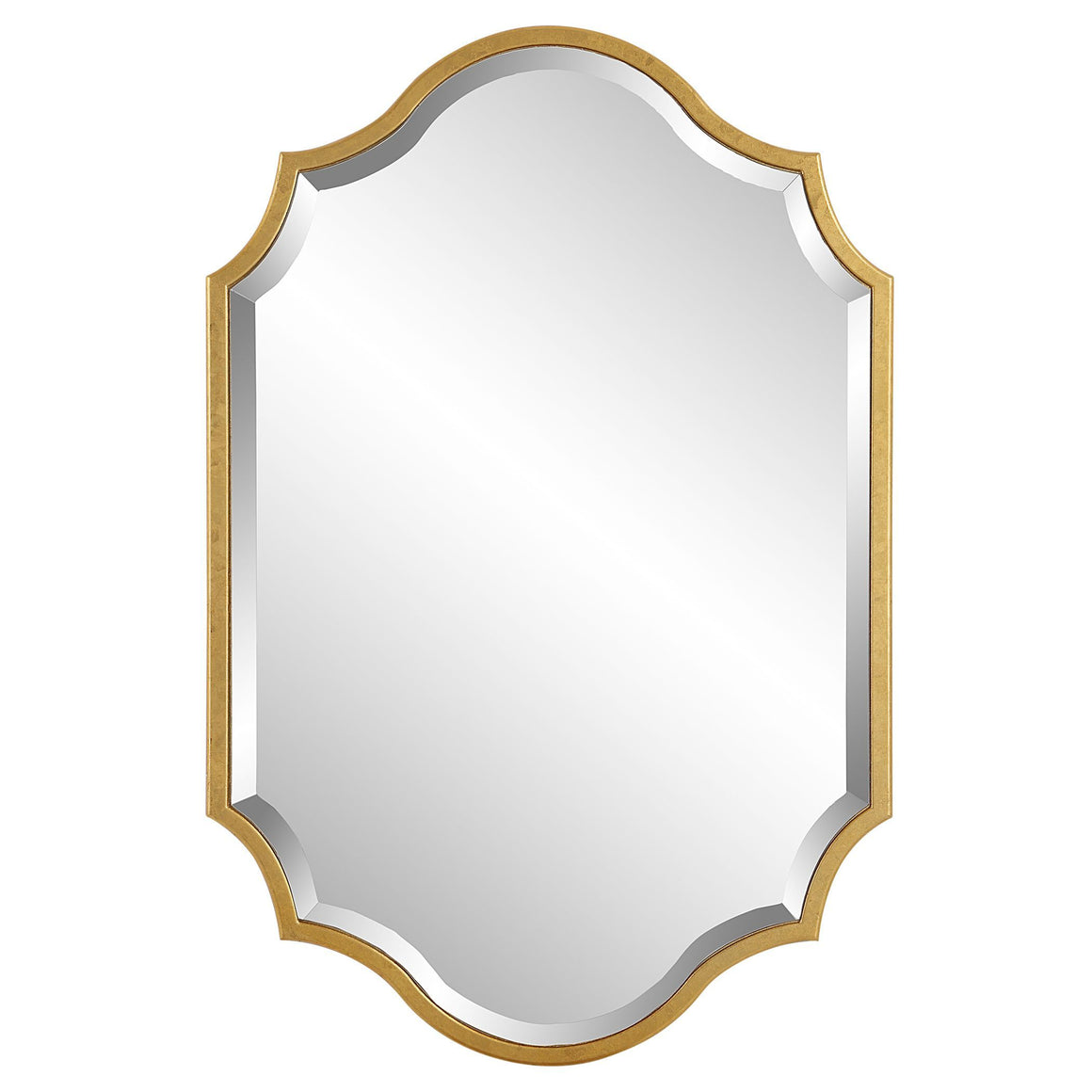 Elegant Curved Edge Mirror-Gold Leaf