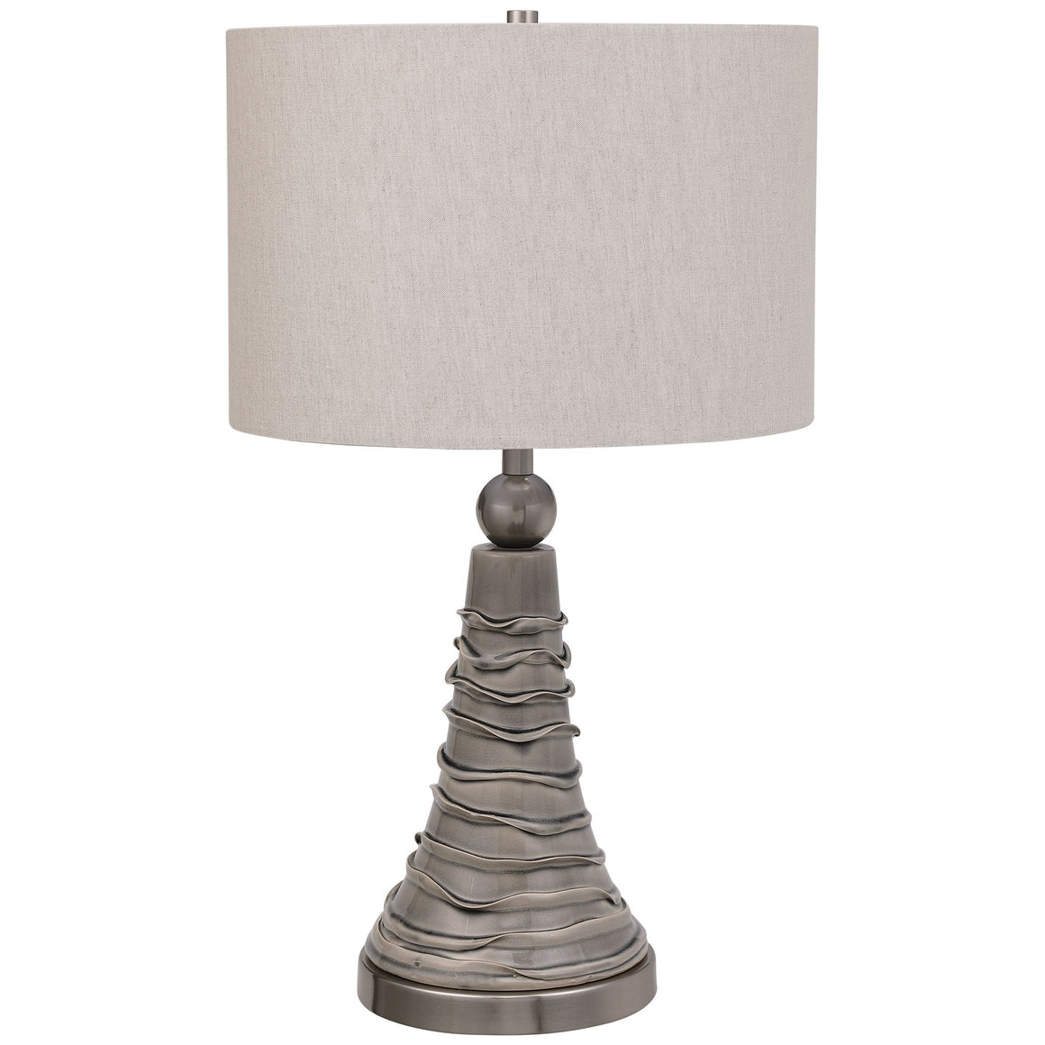 Wave Pattern Ceramic Table Lamp-Dove Gray