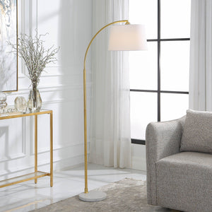 Gold Metal Body with White Marble Foot Lamp