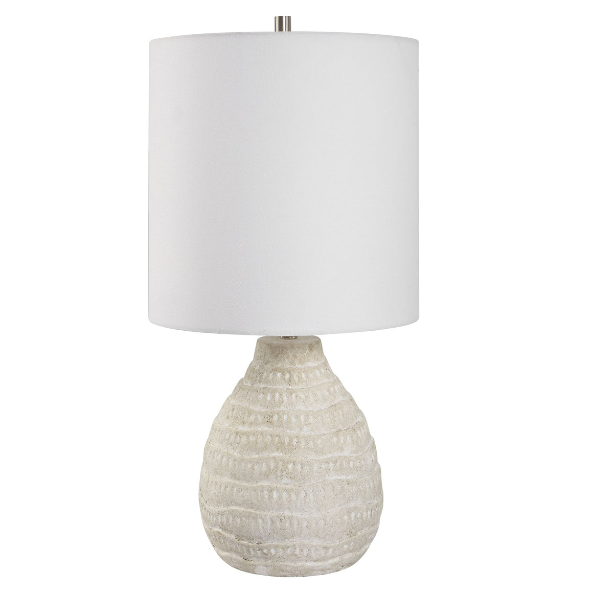 Antique White Wash Porcelain Ceramic with Brushed Nickel Accents Lamp
