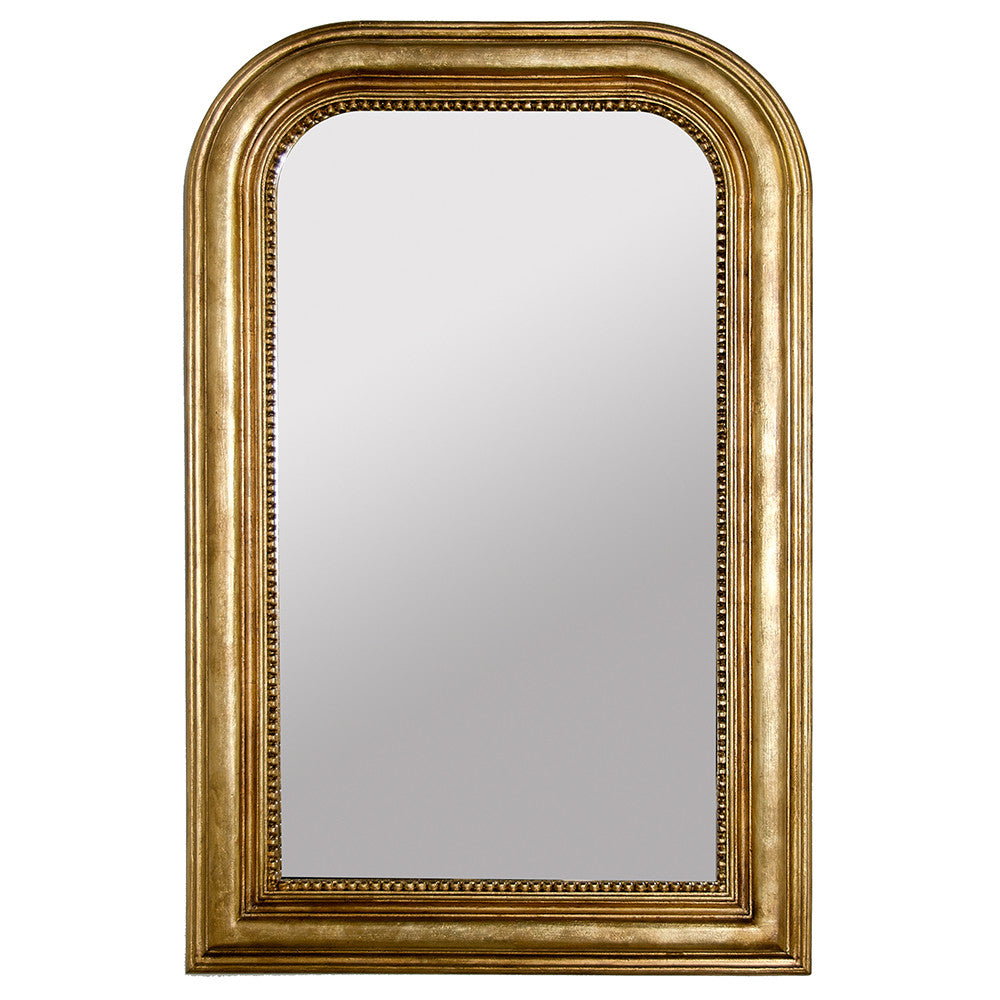 Worlds Away Waverly Mirror with Curved Top – Gold Leaf