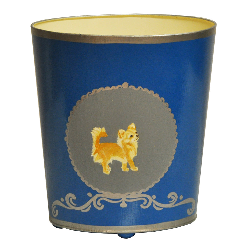 Worlds Away Hand-Painted Wastebasket - Chihuahua