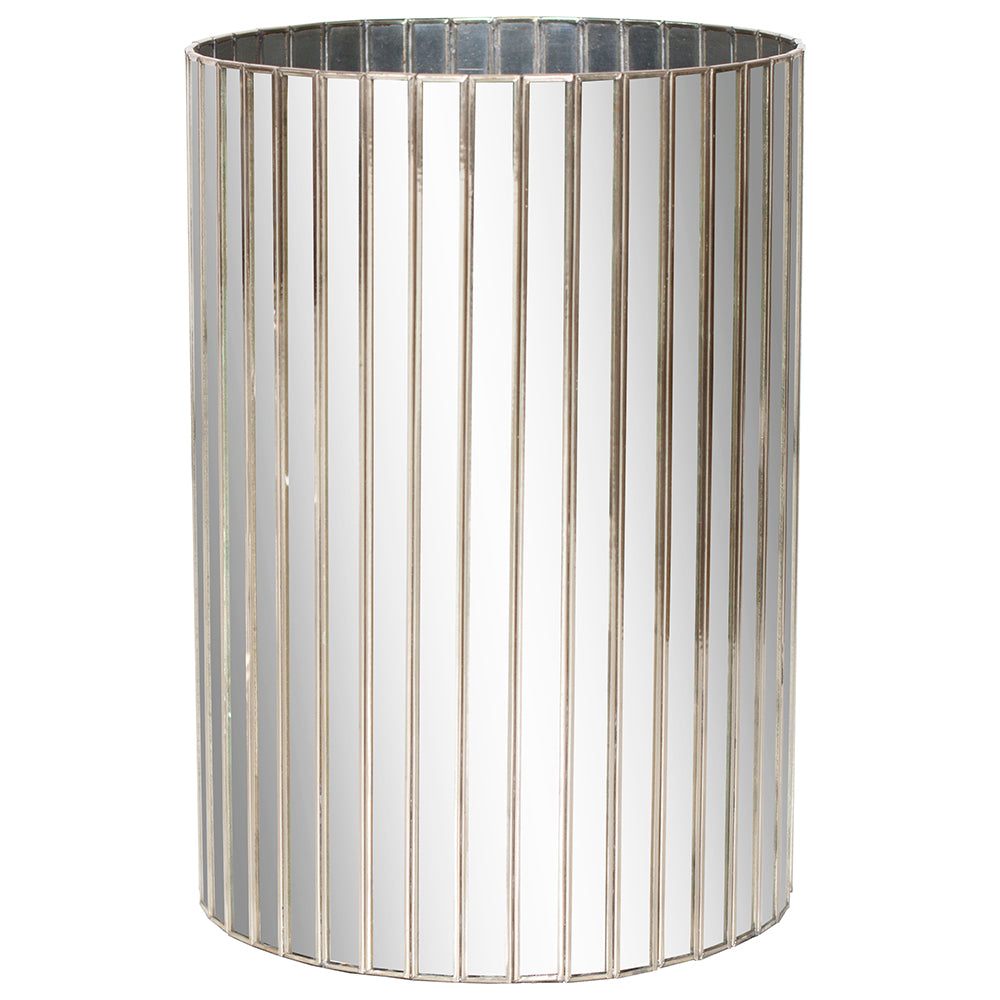 Worlds Away Round Faceted Mirror Wastebasket