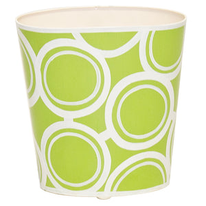 Worlds Away Hand-Painted Oval Wastebasket - Green Bubbles