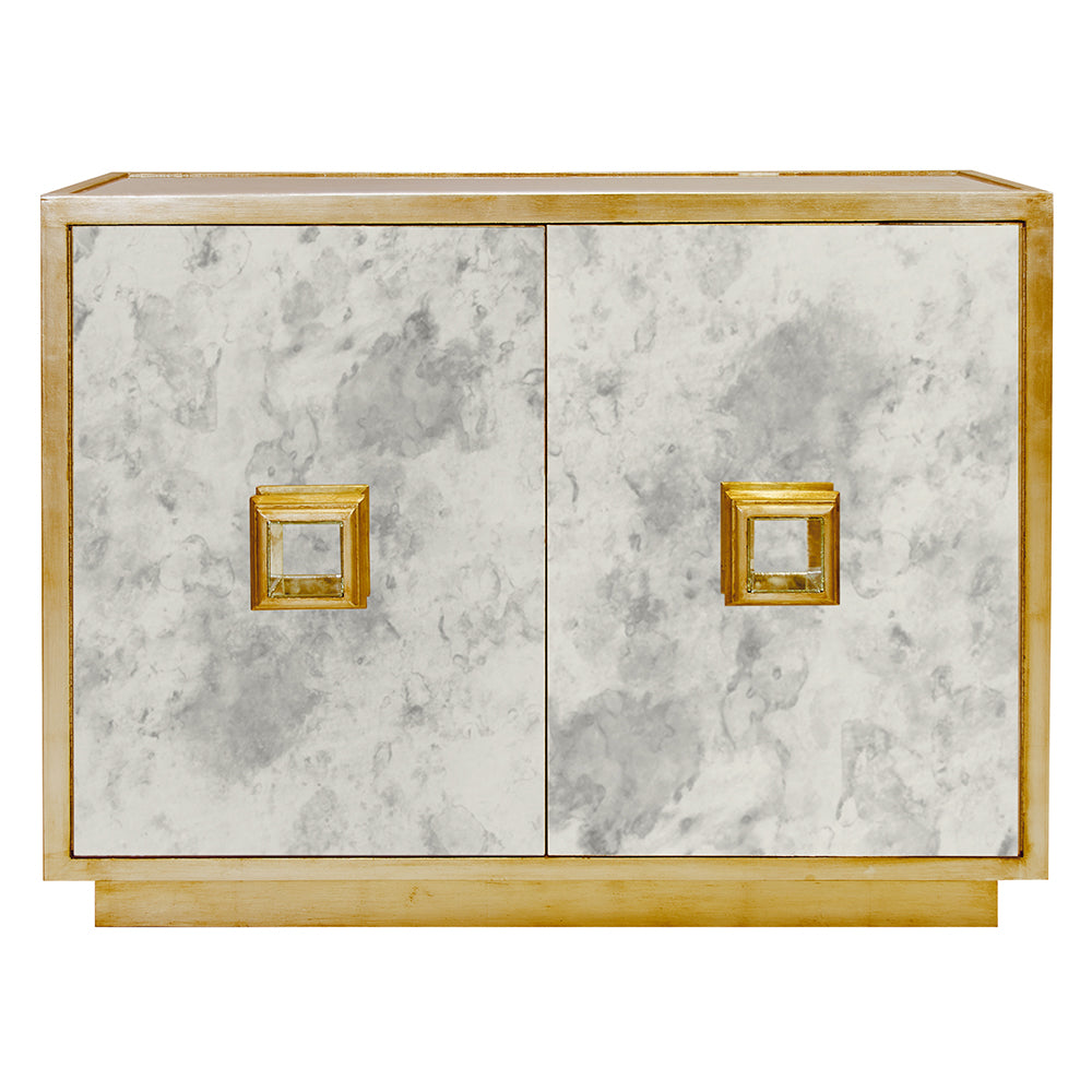 Worlds Away Winslow Antique Mirror Cabinet – Gold Leaf
