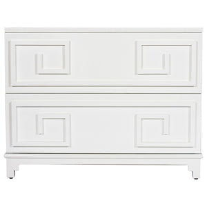 Worlds Away Wrenfield Greek Key Chest with Mirror Top – White Lacquer