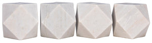 Noir Polyhedron Decorative Candle Holder - Set of 4 - White Marble