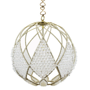 20" Adelaid Beaded Sphere Chandelier – Clear Faceted and Milk Beads