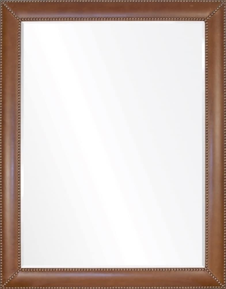 Vintage Brown Leather & Brass Nailhead Mirror - Available in 4 Sizes