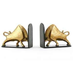 Iron & Bronze Bookends in Gold Leaf | Bisoni Collection | Villa & House