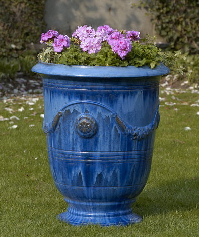 Anduze Urn Riviera Blue Planters - Set of 3