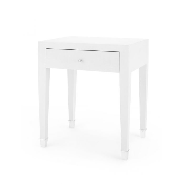 1-Drawer Side Table - White and Nickel | Claudette Collection | Villa & House