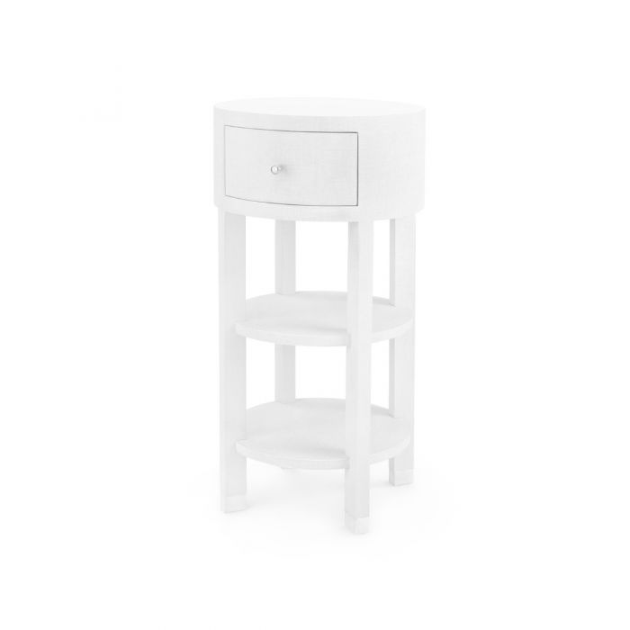1-Drawer Round Side Table - White and Nickel | Claudette Collection | Villa & House
