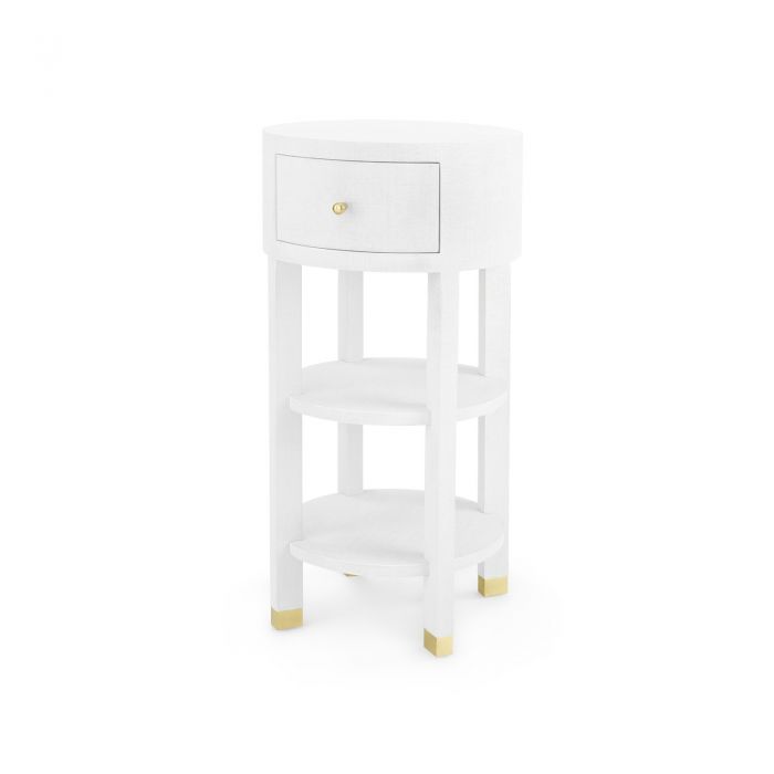 1-Drawer Round Side Table - White and Brass | Claudette Collection | Villa & House