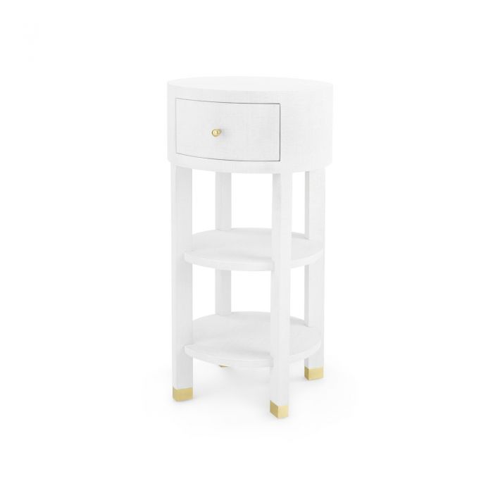 1-Drawer Round Side Table - White and Brass | Claudette Collection | Villa & House