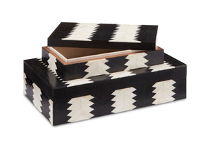 Currey and Company Arrow Box Set of 2 - Black/White/Natural