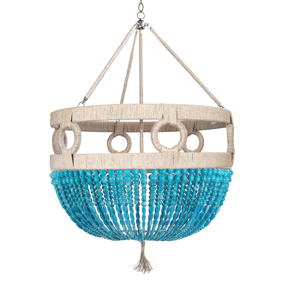 30" Frankie Malibu Beaded Chandelier - Turquoise or White Swirl