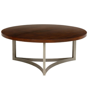 Furniture - Manhattan Round Table - Burnt Carmel Brown & Silver (See Other Finish Options)