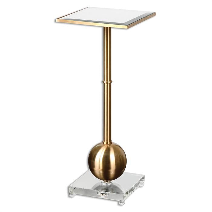 Furniture - Mirror Top Accent Table -Brass