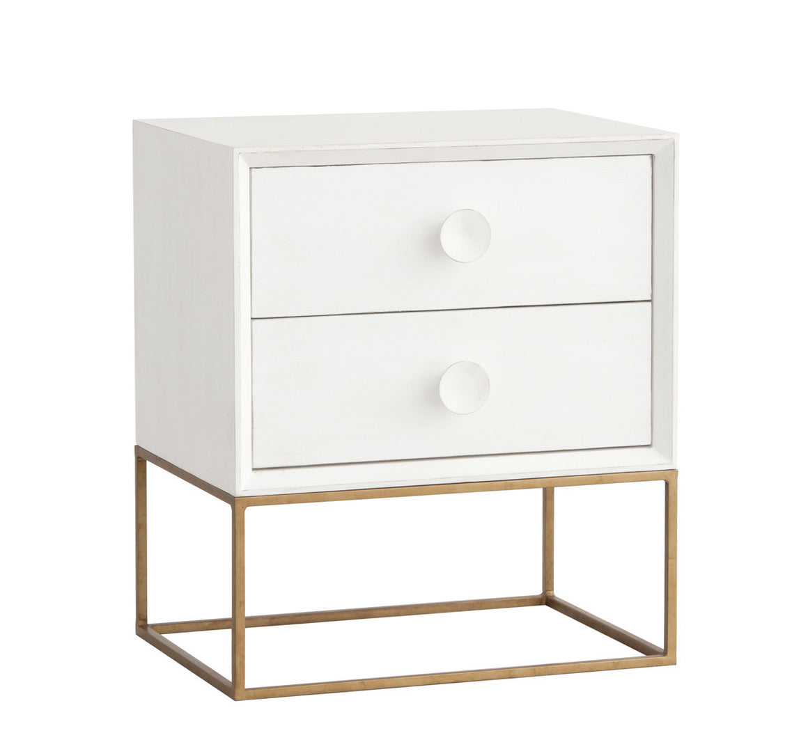 Furniture - Spencer Two Drawer Nightstand - Raw White Cotton ( 28 Finish & 3 Frame Options )