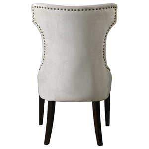 Furniture - Tufted Armless Wing Chair With Nail Head Trim — Off-White Velvet