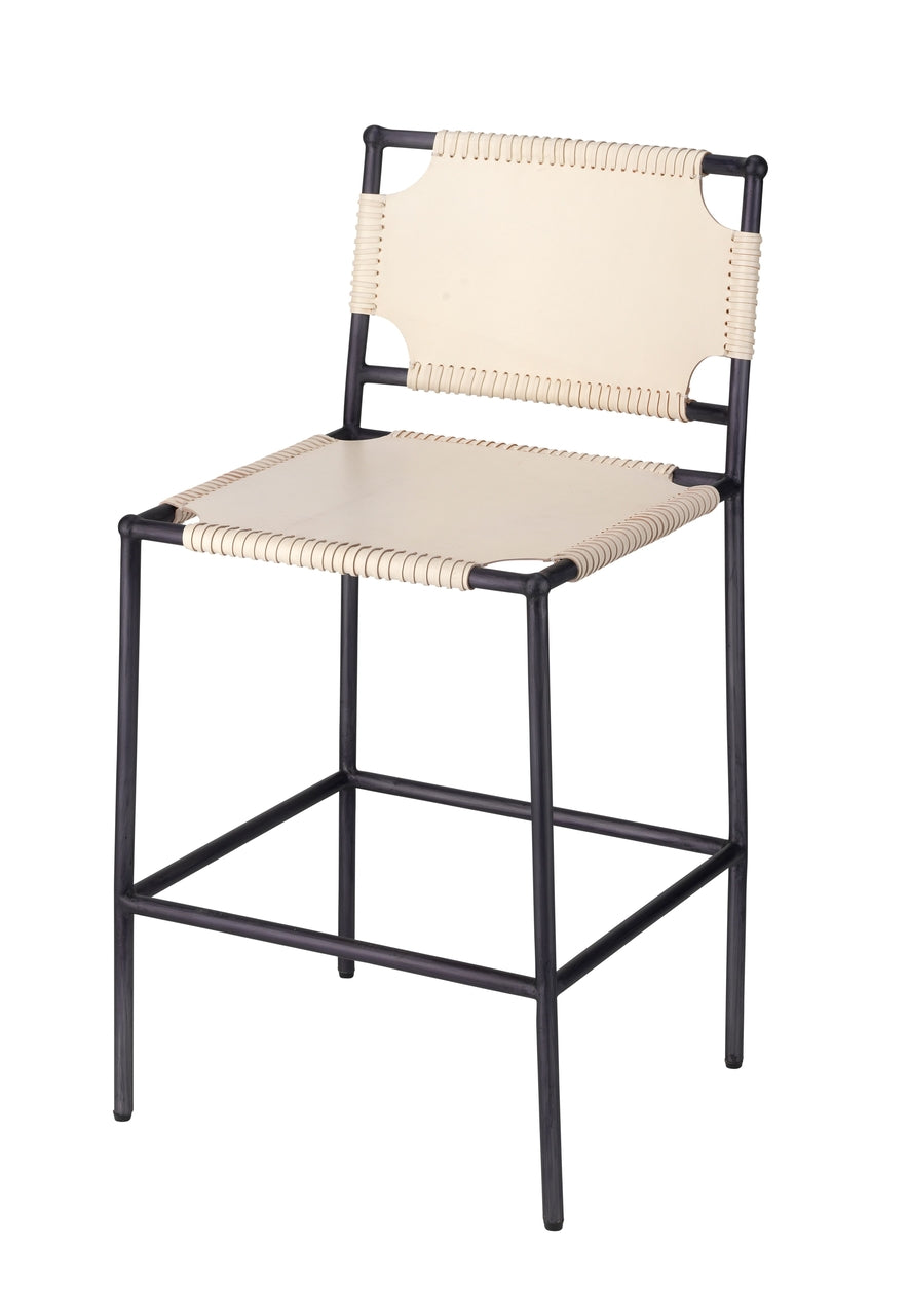 Asher Counter Stool - White Leather