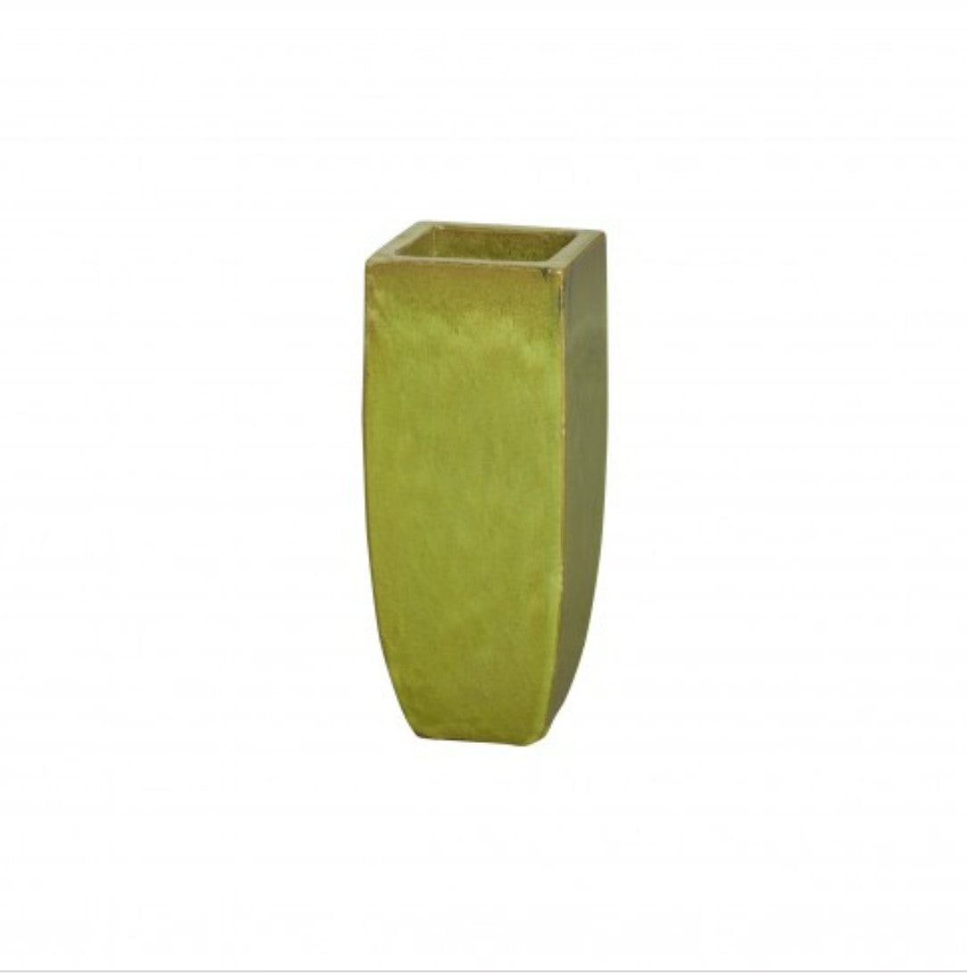 Tall Square Planter with Citron Glaze – Small