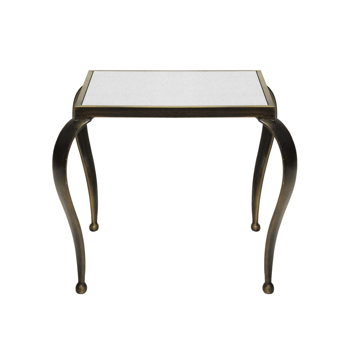 Worlds Away Mosley Square Side Table with Antique Mirror Top - Bronze
