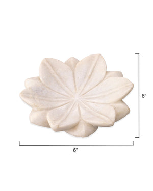 Large Lotus Plate in White Marble