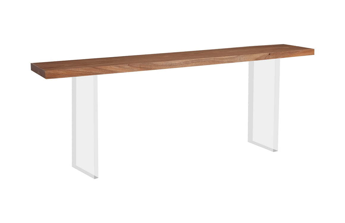 Floating Chamcha Wood Console Table, Acrylic Legs