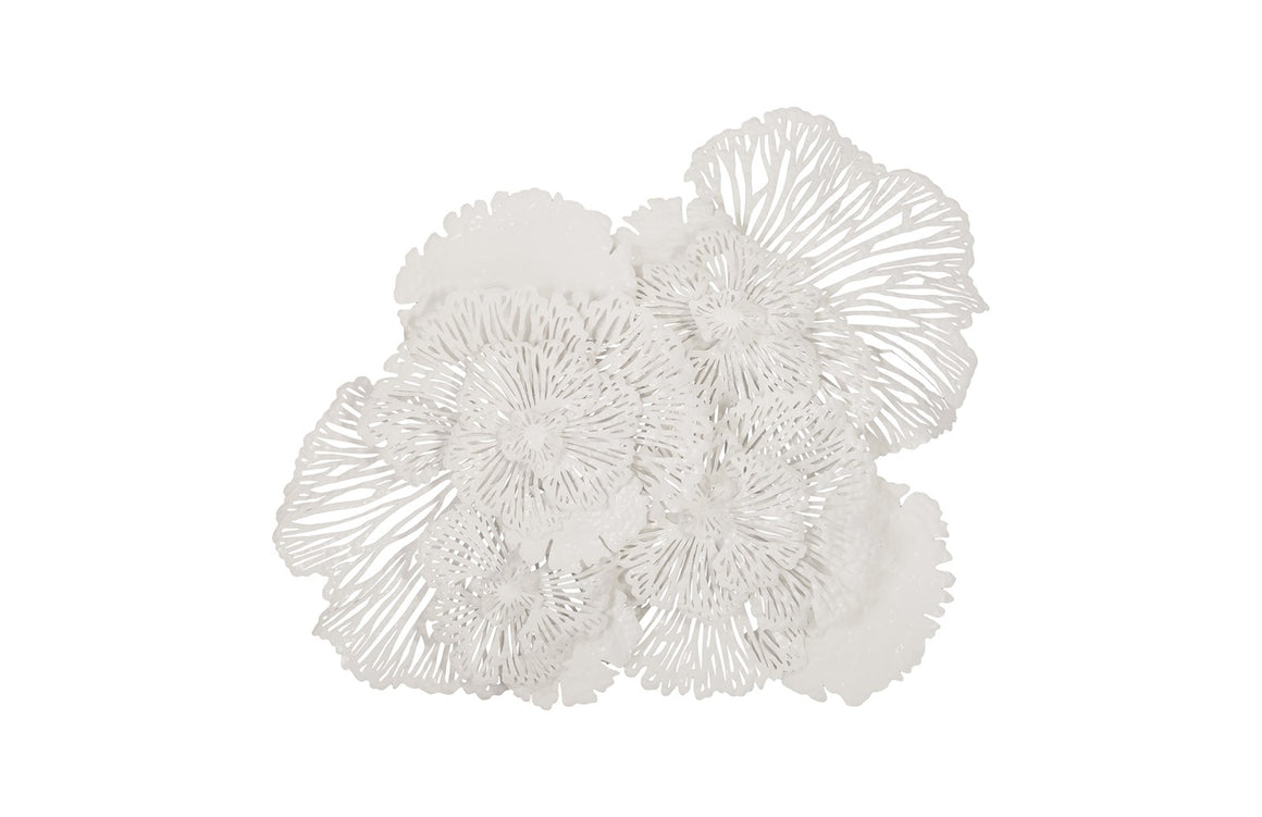 Flower Wall Art, Large, White, Metal