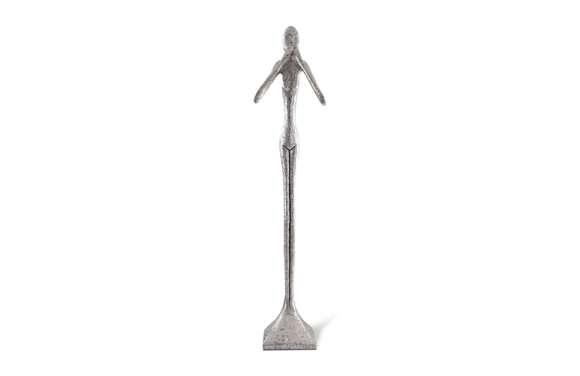 Speak No Evil Slender Sculpture, Large, Resin, Silver Leaf