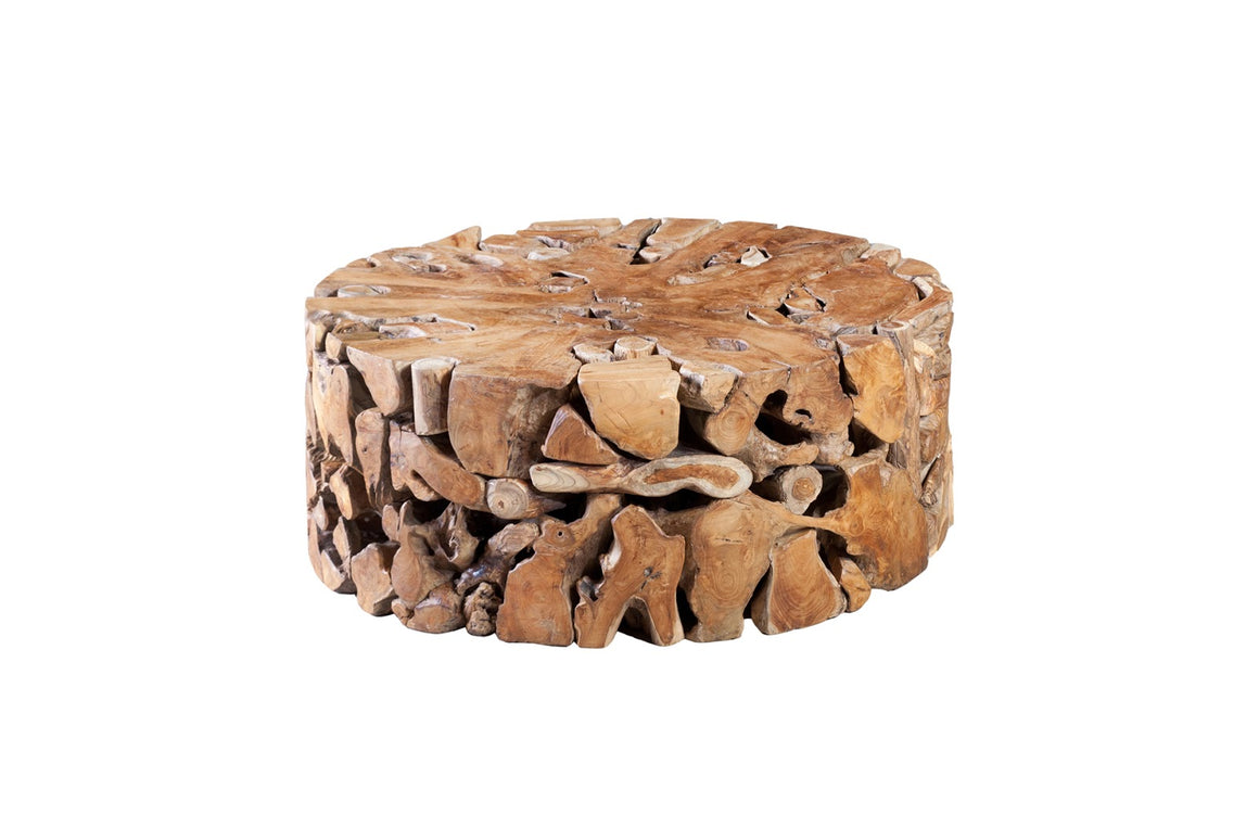 Teak Slice Coffee Table, Round